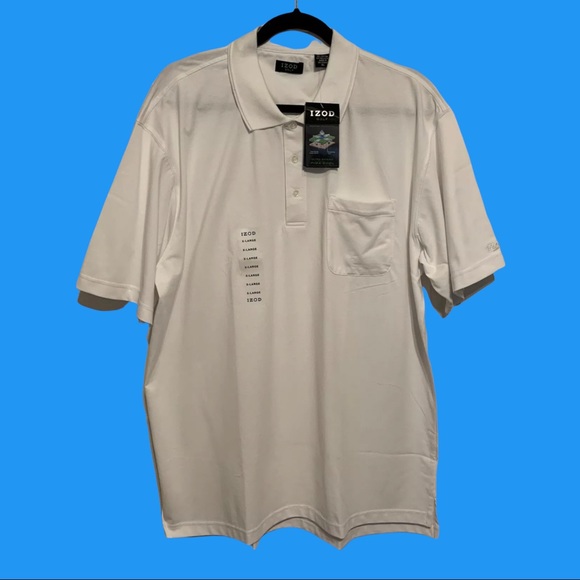 IZOD Golf Polo Shirt, White, Pima-Cool, Cotton, XL - Picture 1 of 3